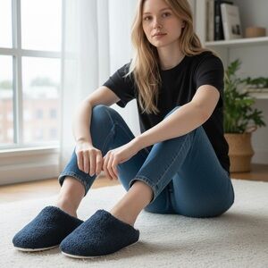 Nicole Miller Black Fuzzy Slippers. New in box